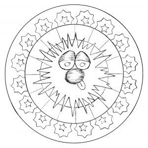 Easy Mandala with funny smiling character
