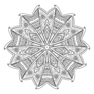 Difficult Mandala with flowers