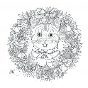 Little cat in a vegetal crown