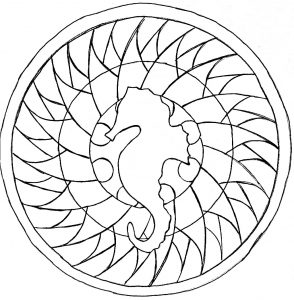 Simple Mandala with Sea horse