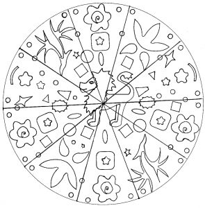 Simple Mandala for kids with lion (hand drawn)