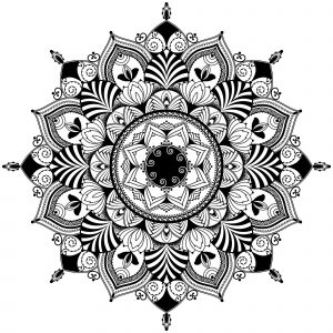 Black & White flowers Mandala