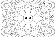 mandala-to-download-smiling-flower-and-butterflies