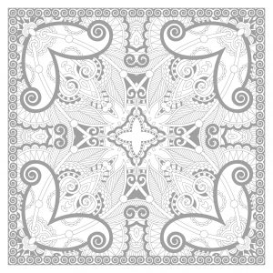 Squared complex Mandala coloring page