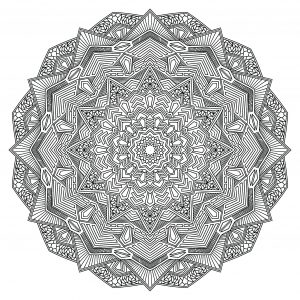 Mandala coloring page with multiple angles
