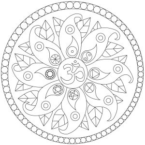 Mandala with petals and symbols