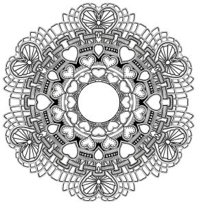 Mandala with hearts and cool symbols