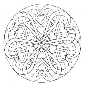 Mandala with hearts of different sizes