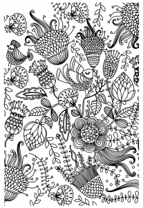 Coloring antistress birds