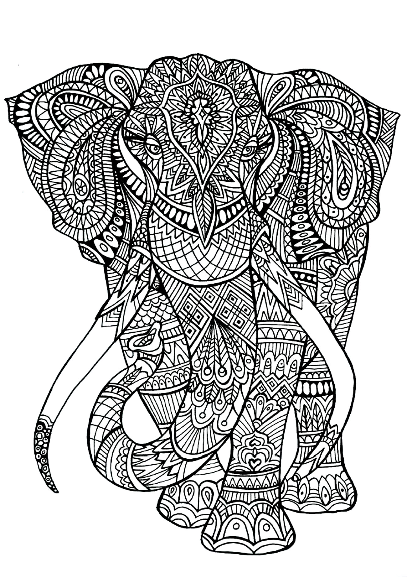 Download Elephant - Animals Coloring pages - 100% Mandalas Zen ...