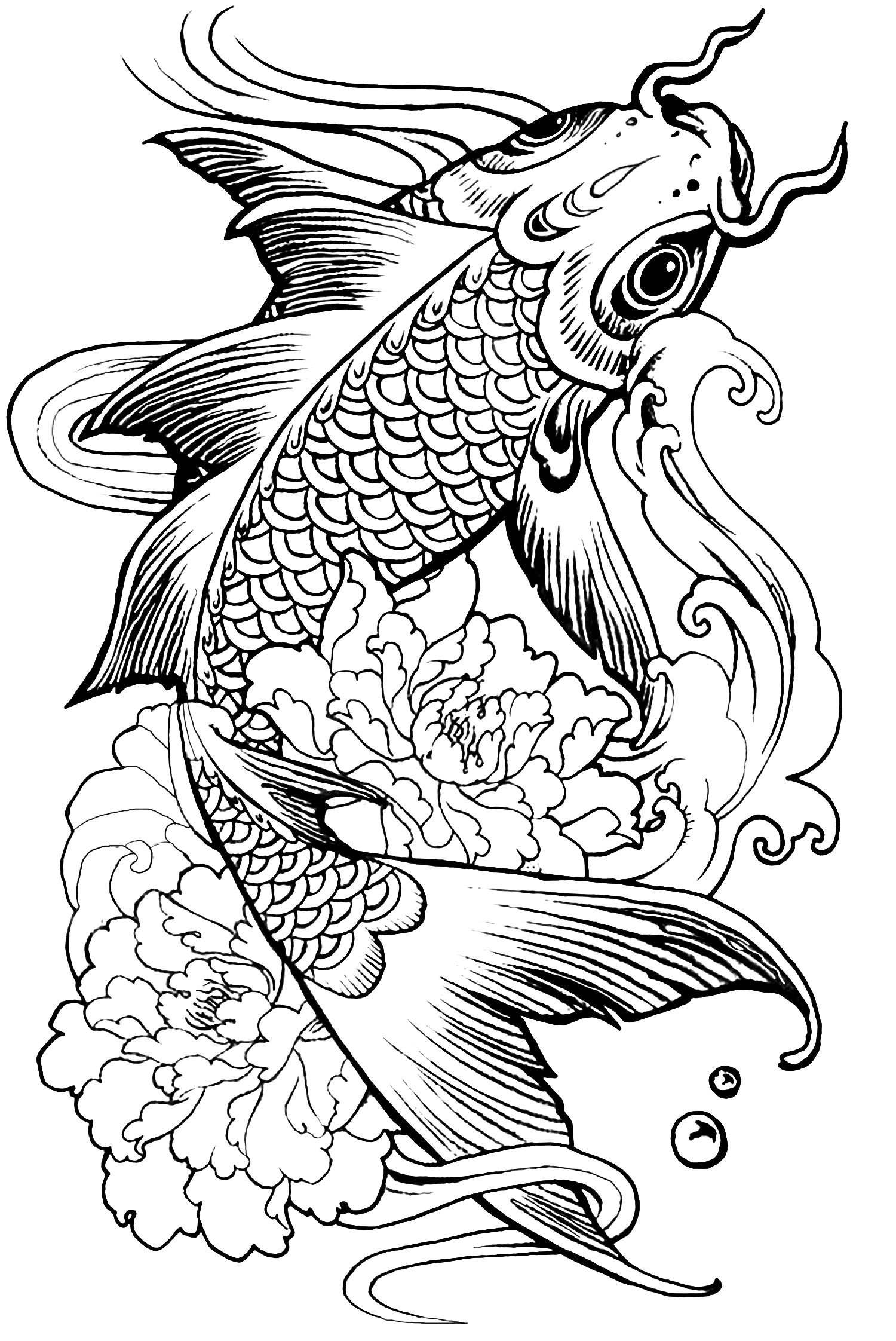 Fish carp - Animals Coloring pages - 100% Mandalas Zen ...