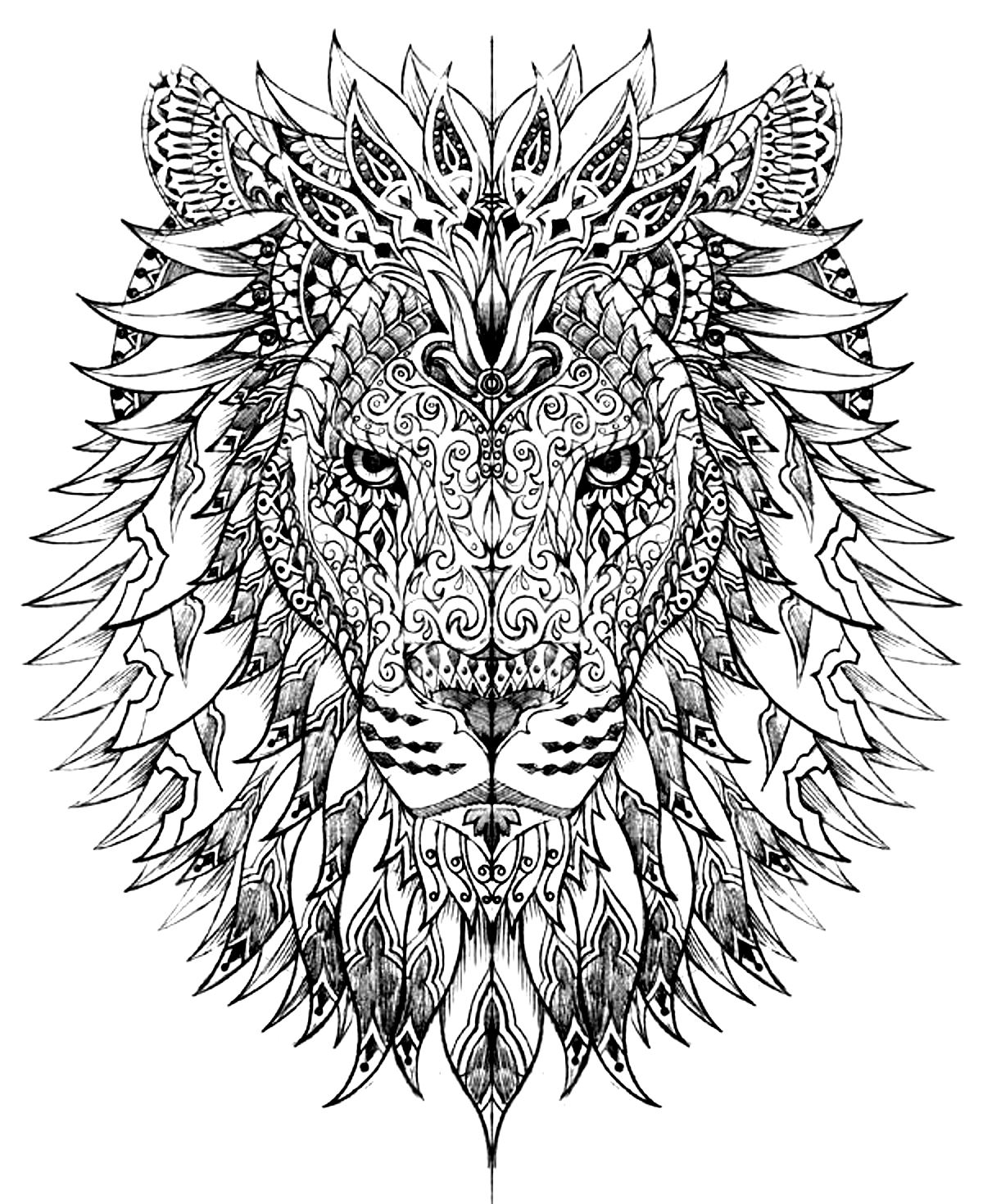 Lion head   Animals Coloring pages   20 Mandalas Zen & Anti stress