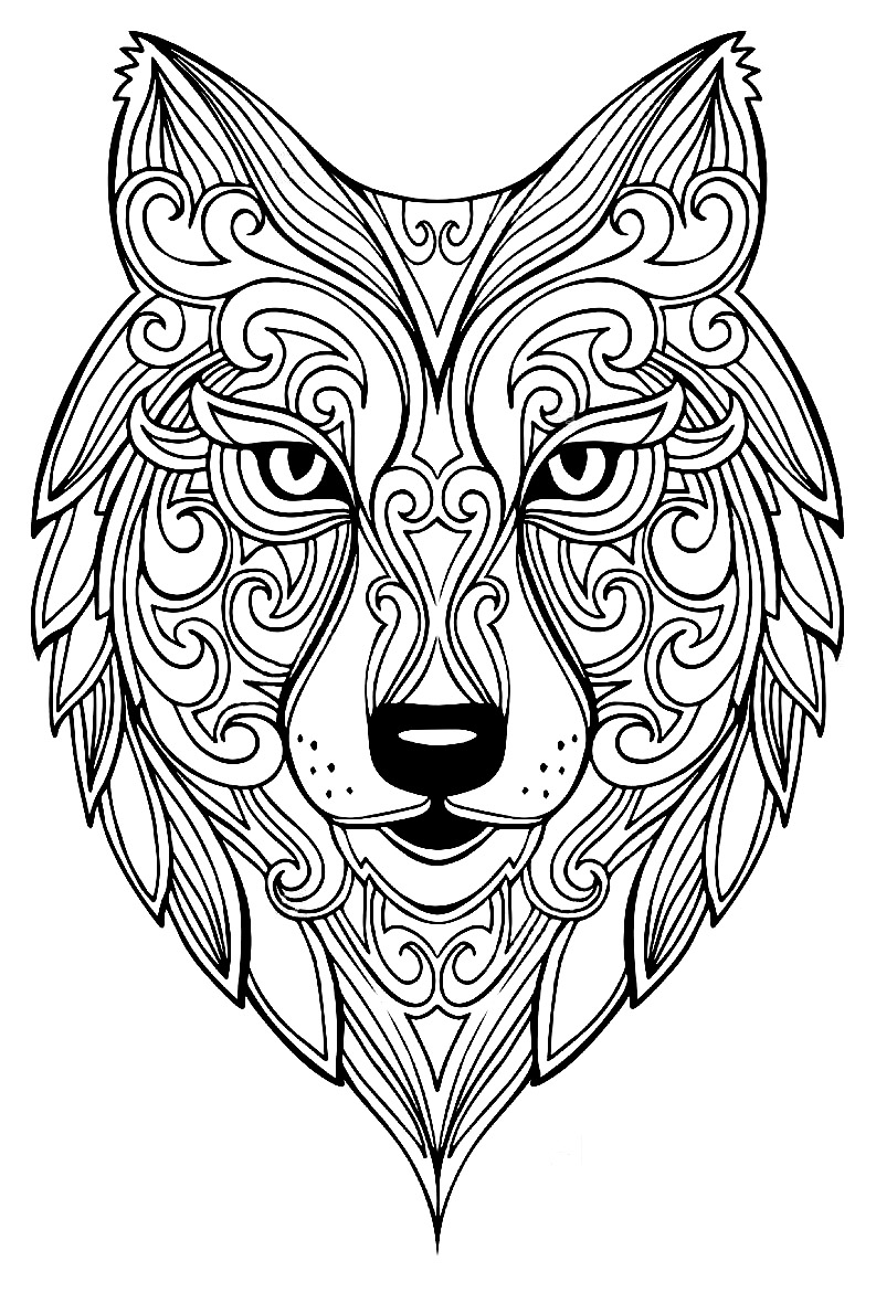313 Cute Wolf Mandala Coloring Pages with Animal character