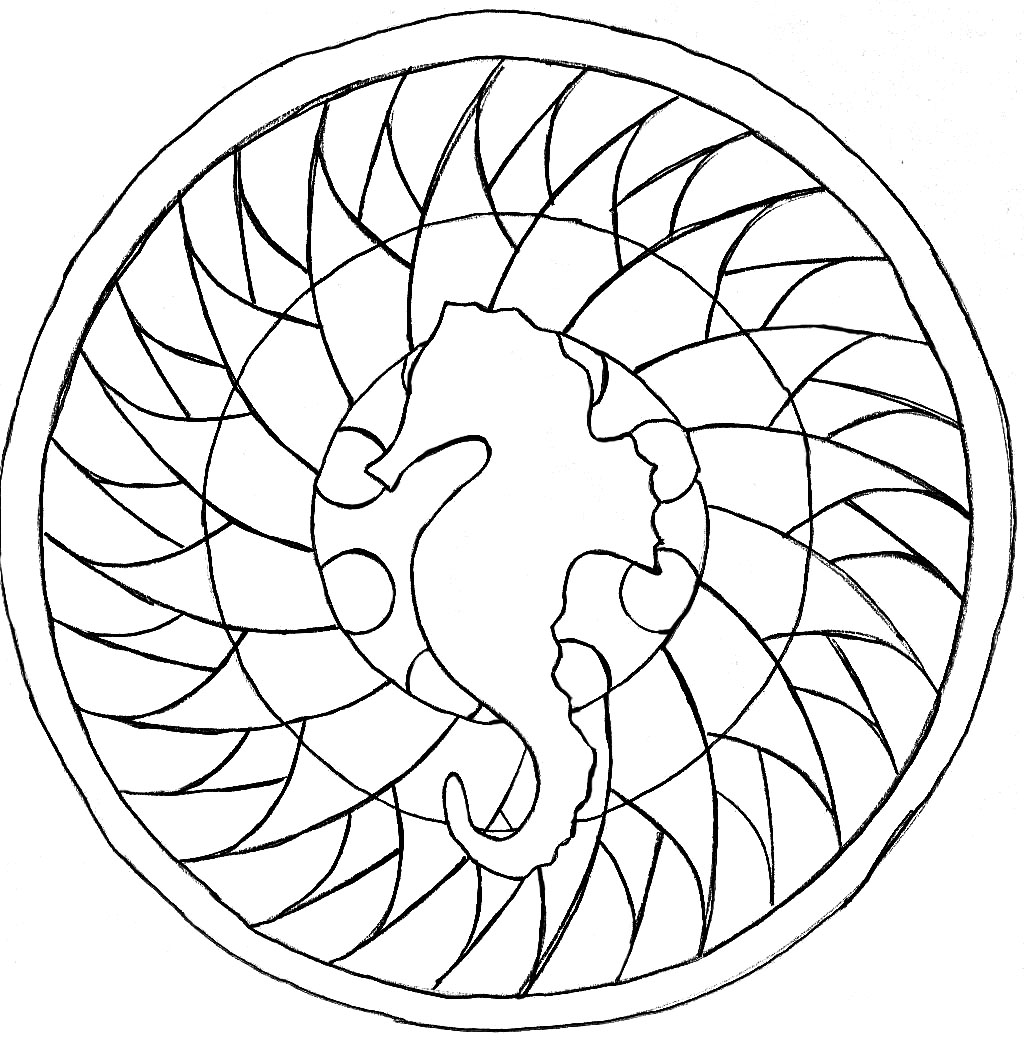Mandalas with animals : Sea Horse Mandala (hand drawn) Mandalas with animals : Sea Horse Mandala (hand drawn)