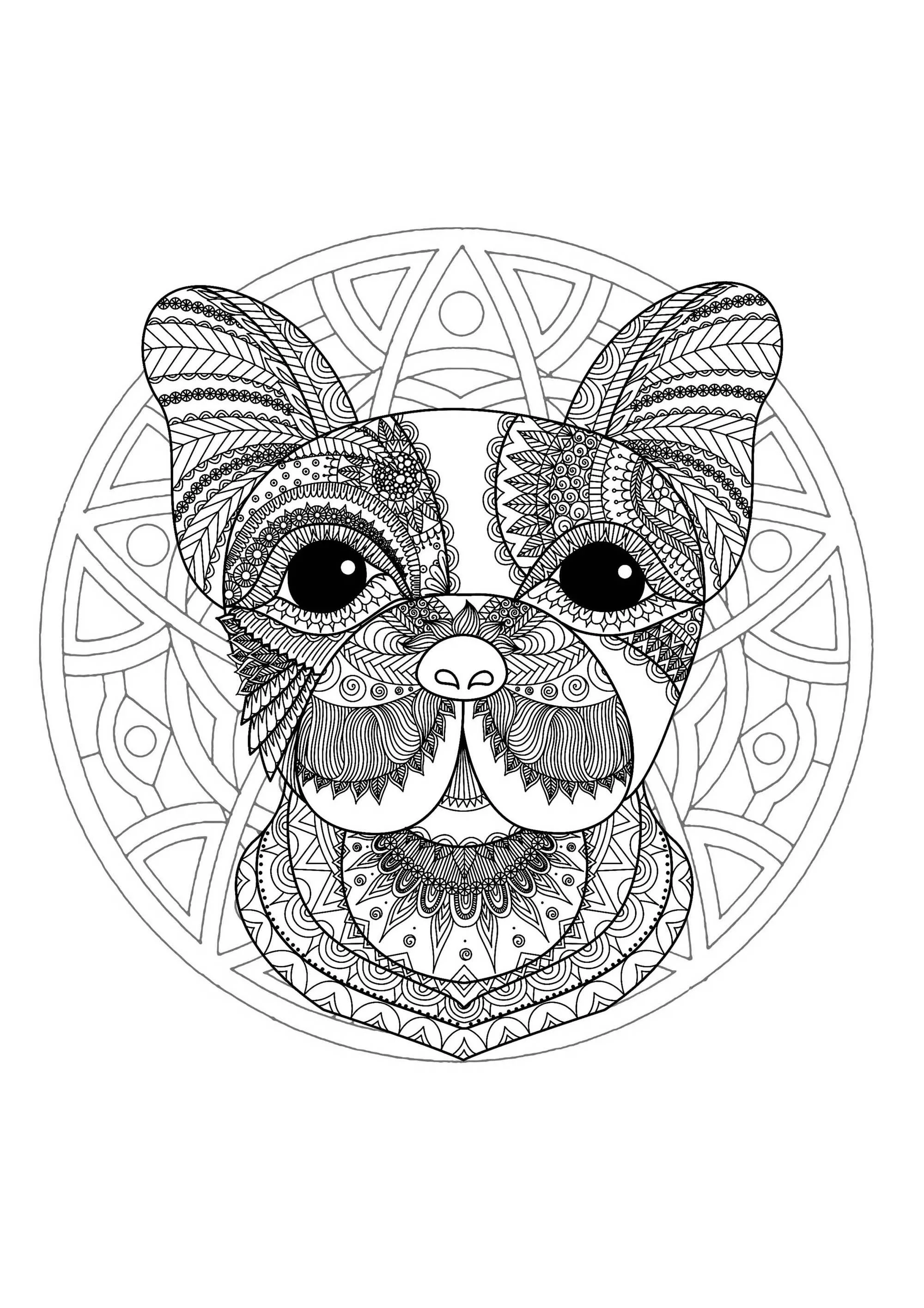 Simple dog head Mandala (Mandalas with animals)