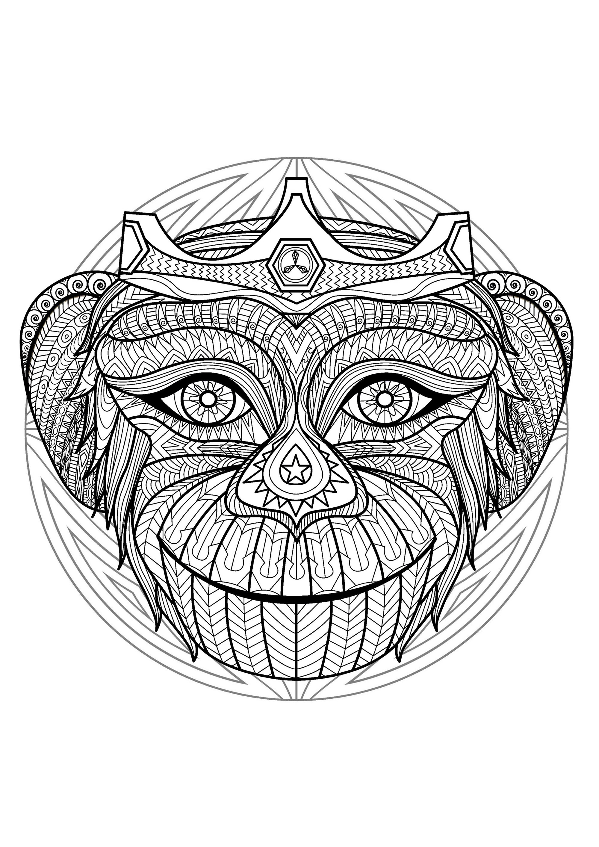 This monkey is just waiting to be colored in this pretty original Mandala, it's up to you to print it and let your artistic sense guide you.