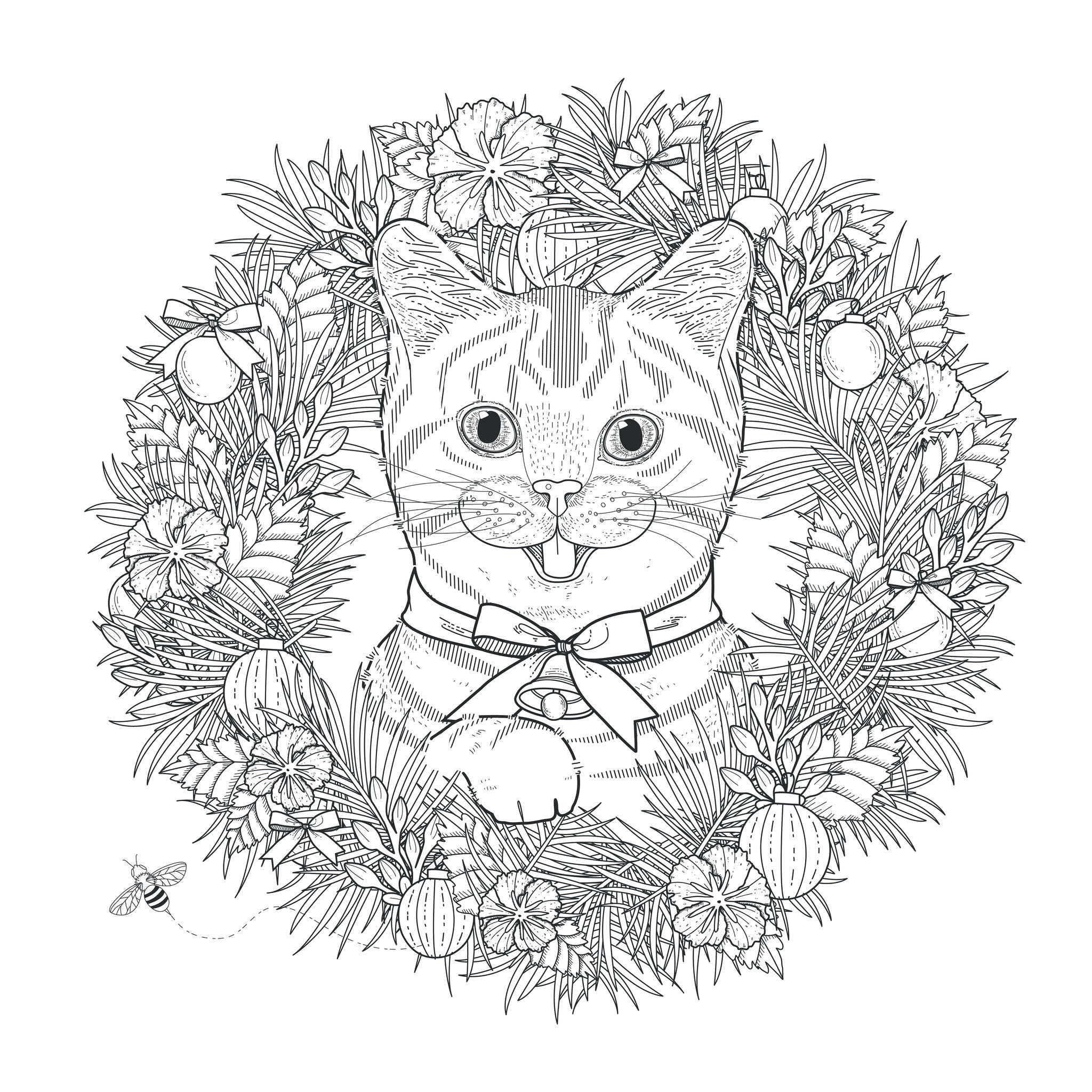 A Mandala featuring a funny cat, for those who prefer to color concrete and living elements. Do whatever it takes to get rid of any distractions that may interfere with your coloring.