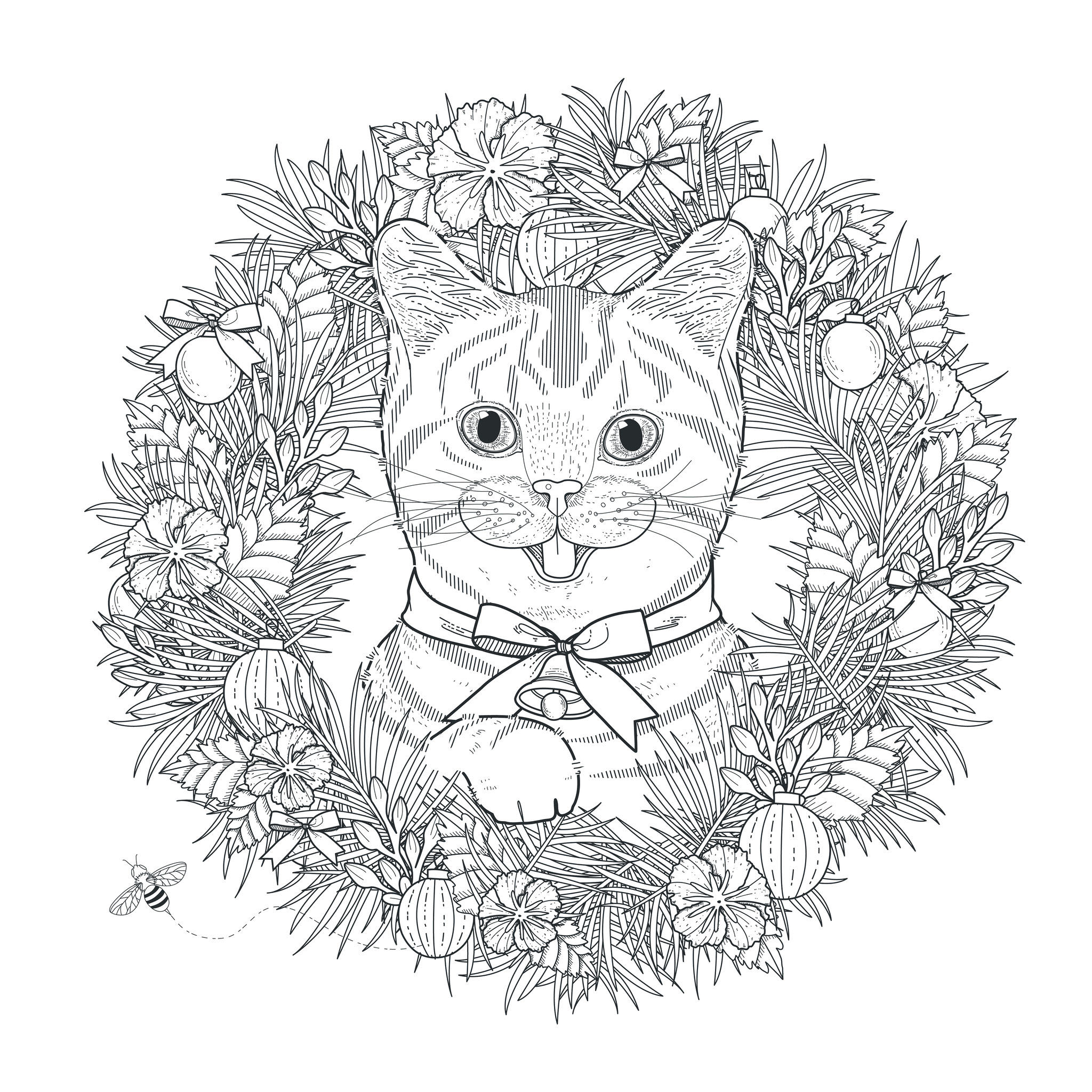 Cute and funny cat - Mandalas with animals - 100% Mandalas Zen & Anti