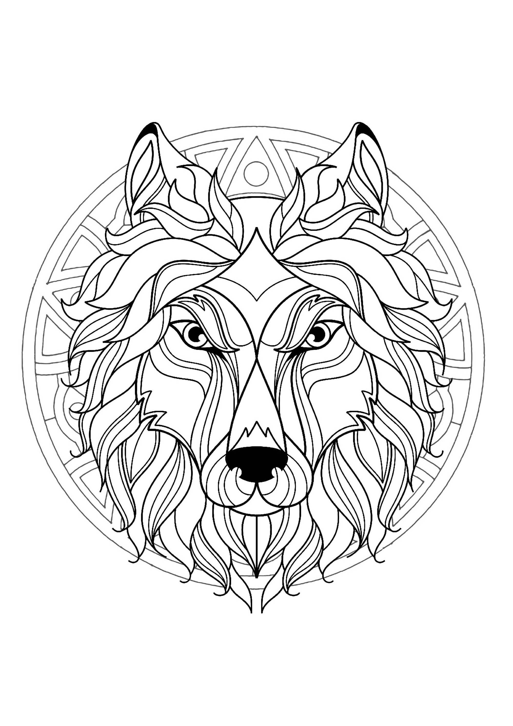This wolf is ready to be colored in this incredible Mandala, you can print it and let your creativity guide you. This wolf is ready to be colored in this incredible Mandala, you can print it and let your creativity guide you.
