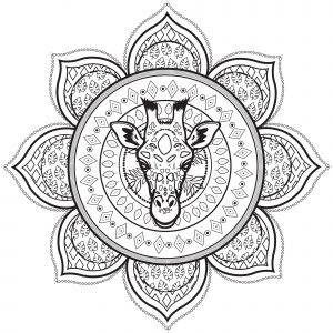 Adult Coloring Books - Animals, Geometric Shapes with Mandala