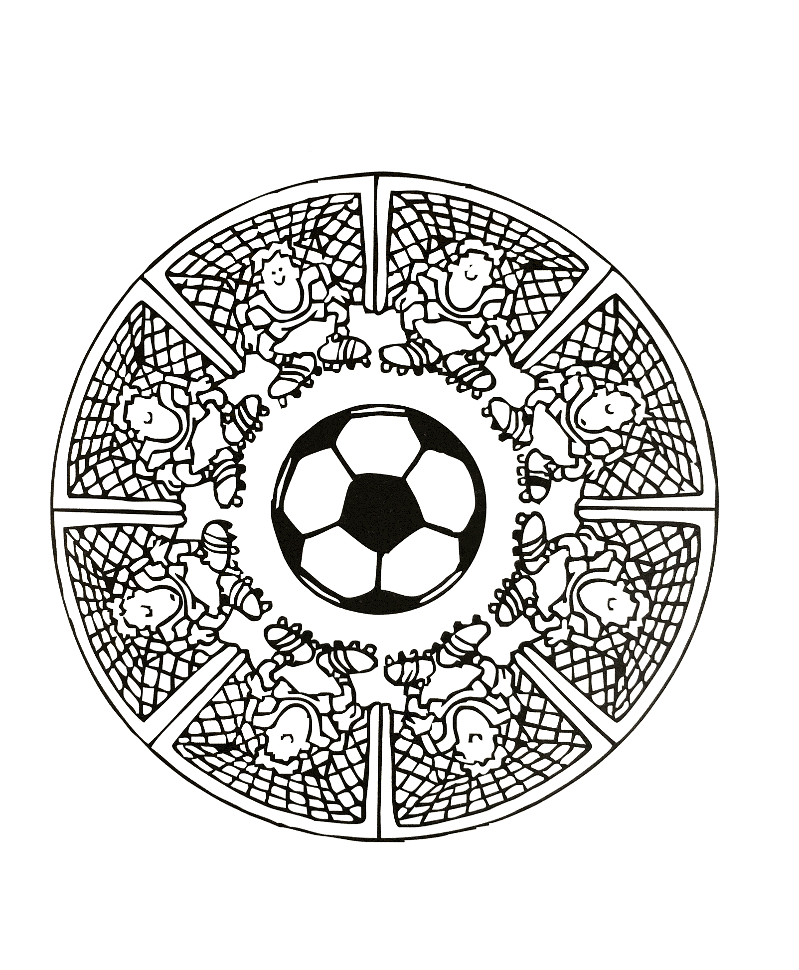 Football Mandala coloring page for beginners. Funny to print and color.