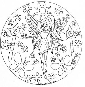 Elegant fairy : hand drawn Mandala