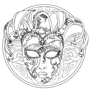 Venice Carnival mask in a Mandala