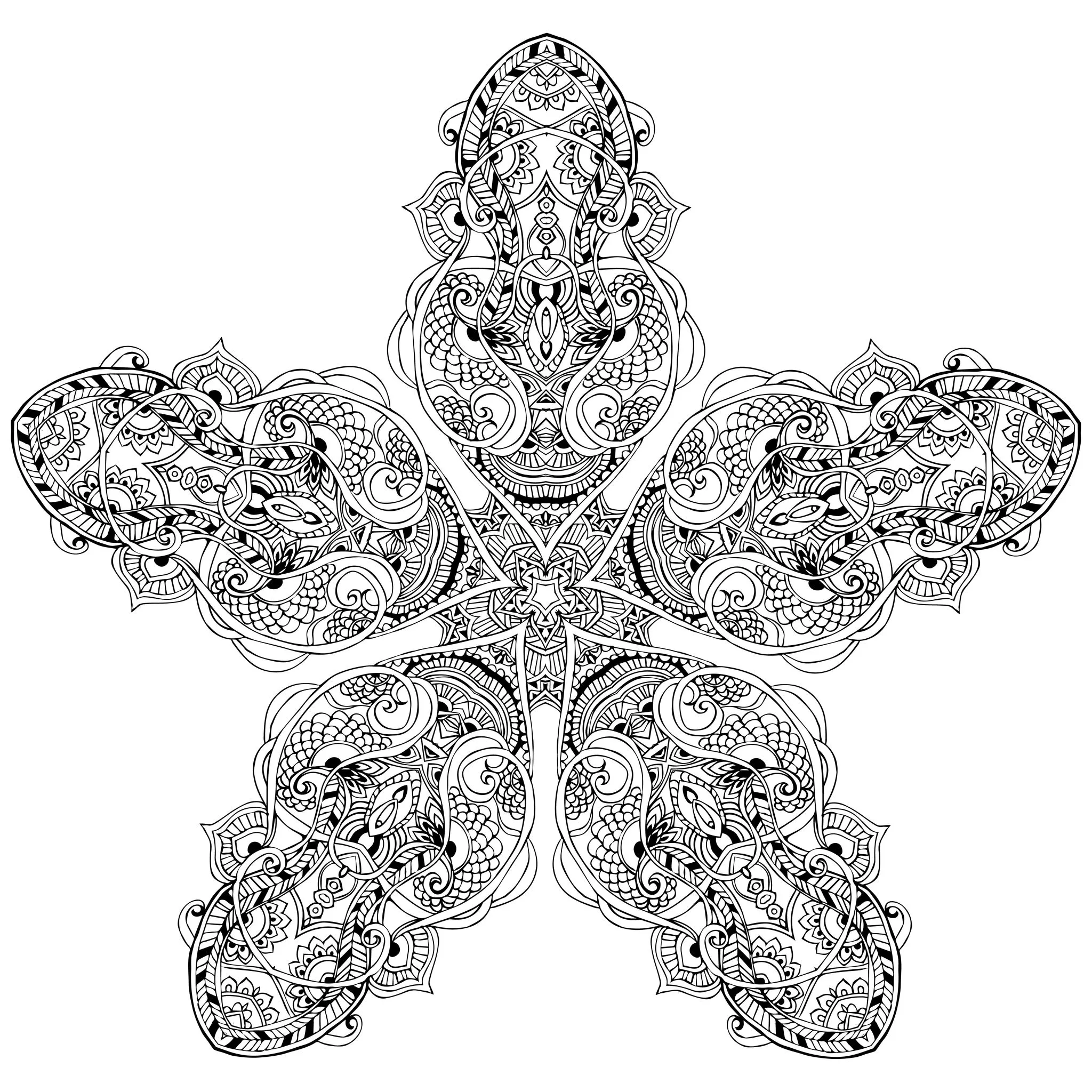 Vegetal star Mandala (Difficult Mandalas (for adults))