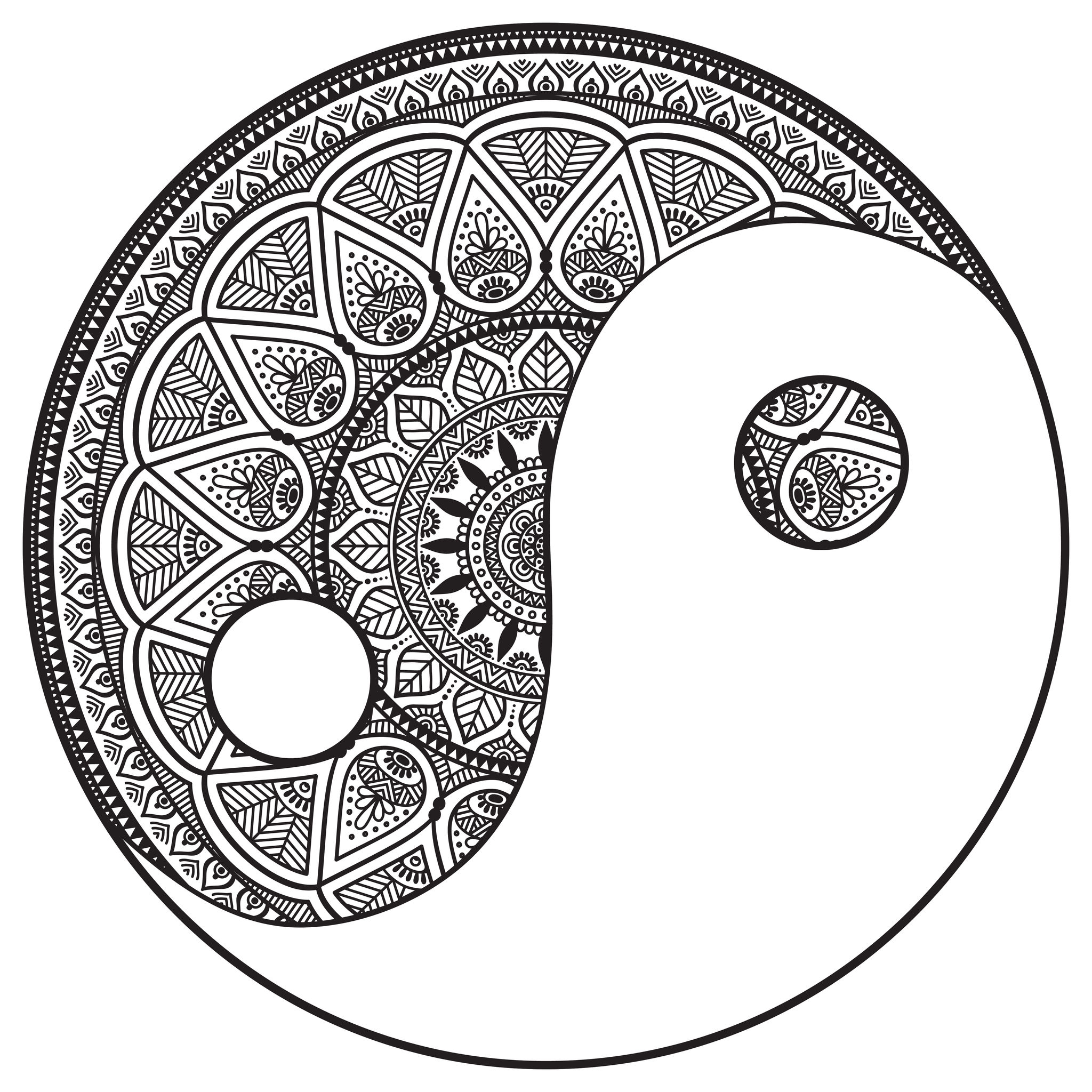 A mandala is often a symbol that is utilized to help people focus in on meditation and achieve a sense of oneness with the universe. If you are ready to color during a long time, get ready to color this incredible 'Yin and Yang' Mandala coloring page ... You can use the colors you prefer. You are free to let in white the blank area.