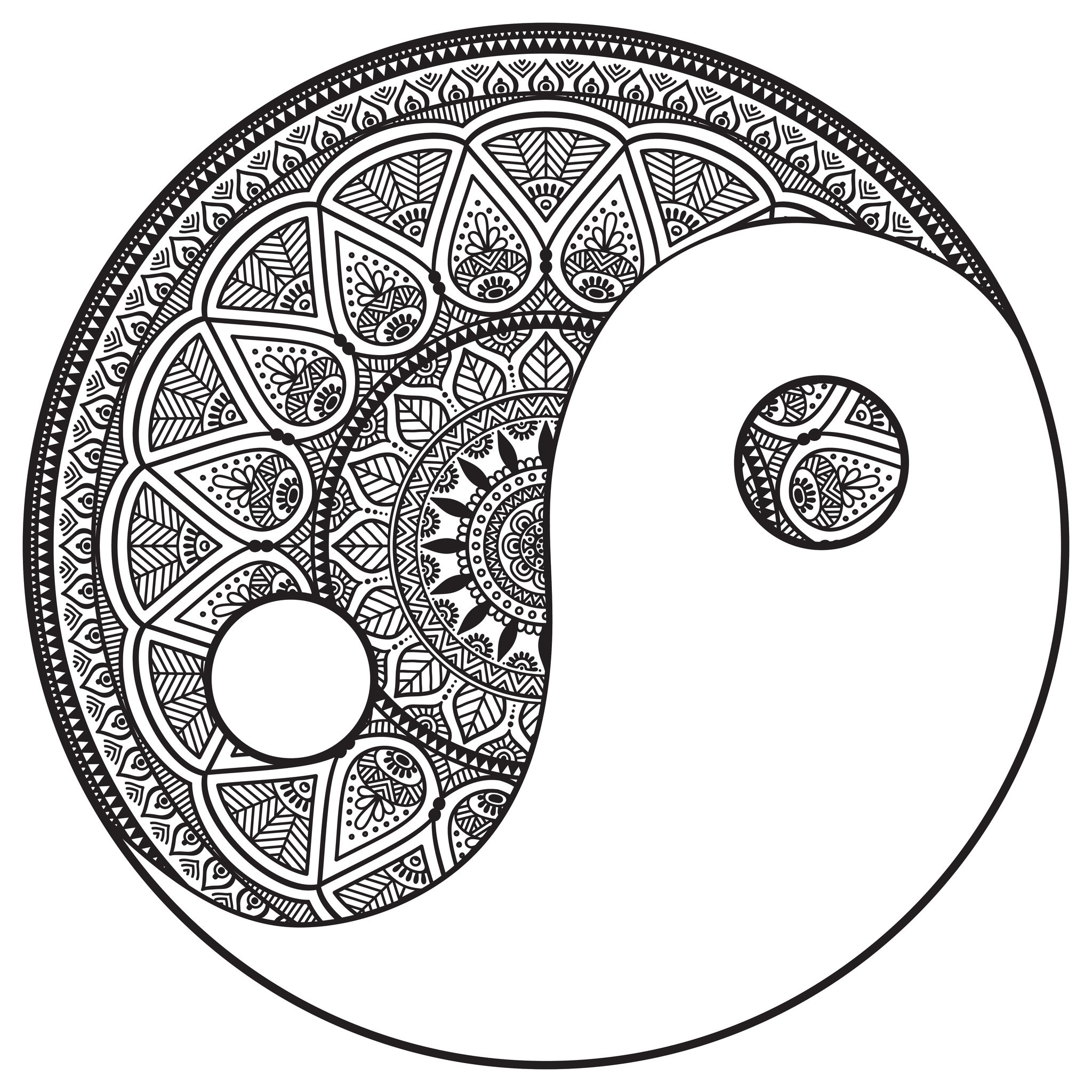 Download Yin and Yang mandala - Difficult Mandalas (for adults) - 100% Mandalas Zen & Anti-stress