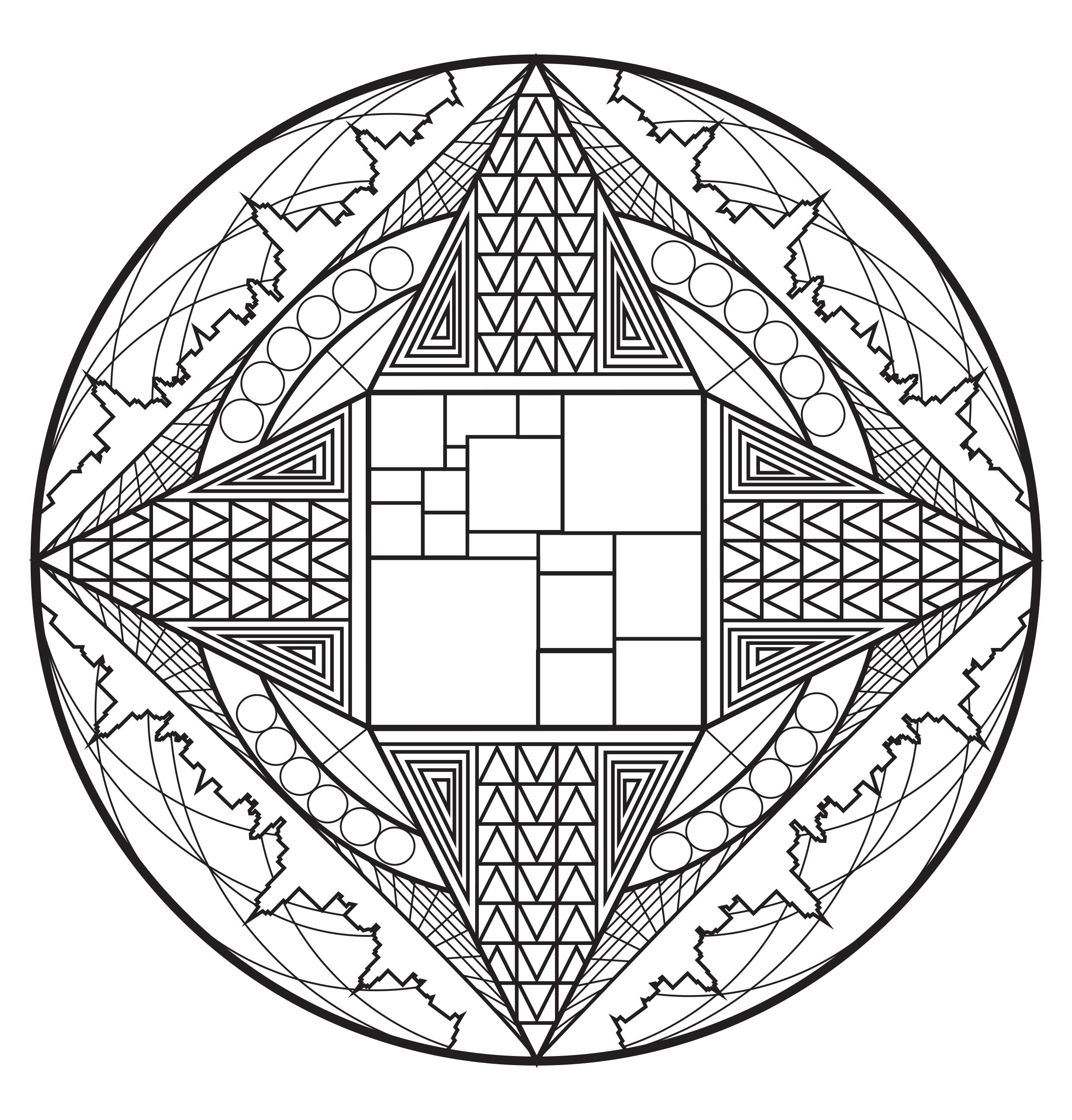 Many small patterns and little details for a Mandala coloring page of good quality. Let your mind wander : this step is essential to get the most out of coloring to reduce your stress