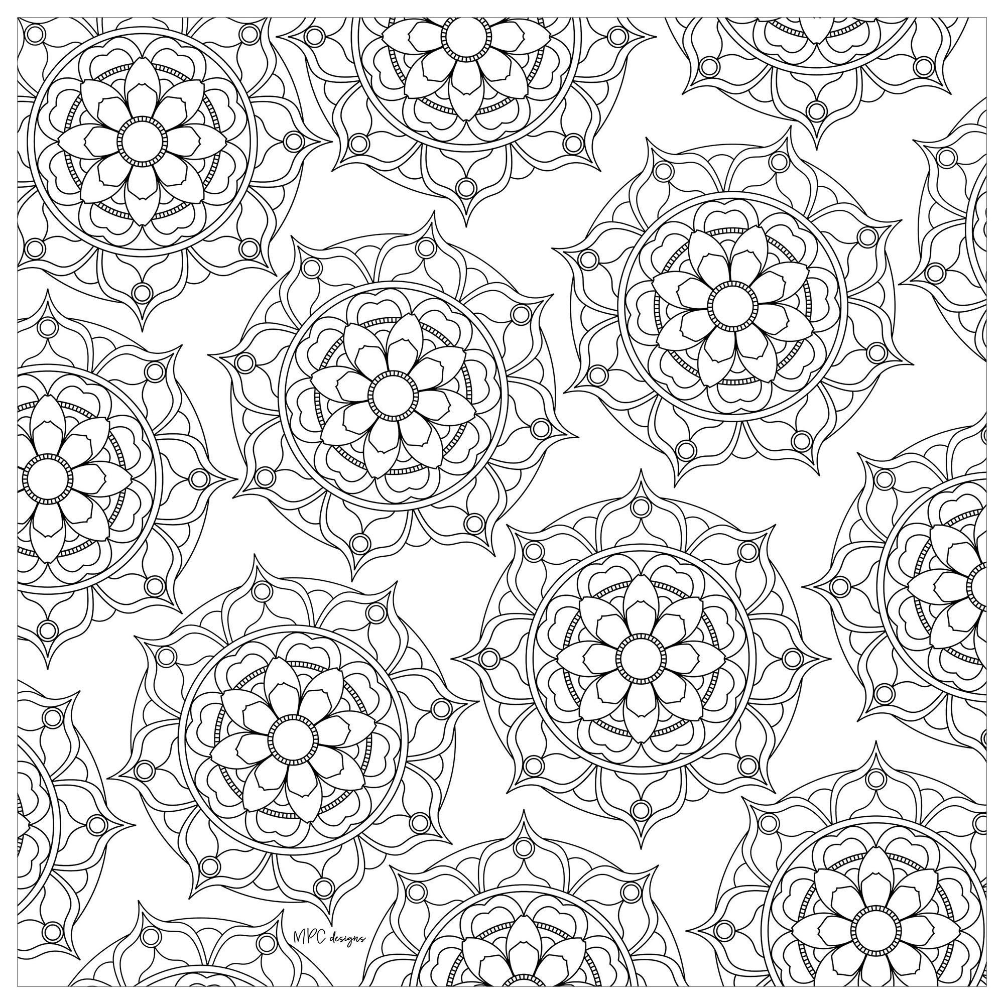 Difficult Mandalas (for adults) : Various Mandalas in a square Difficult Mandalas (for adults) : Various Mandalas in a square