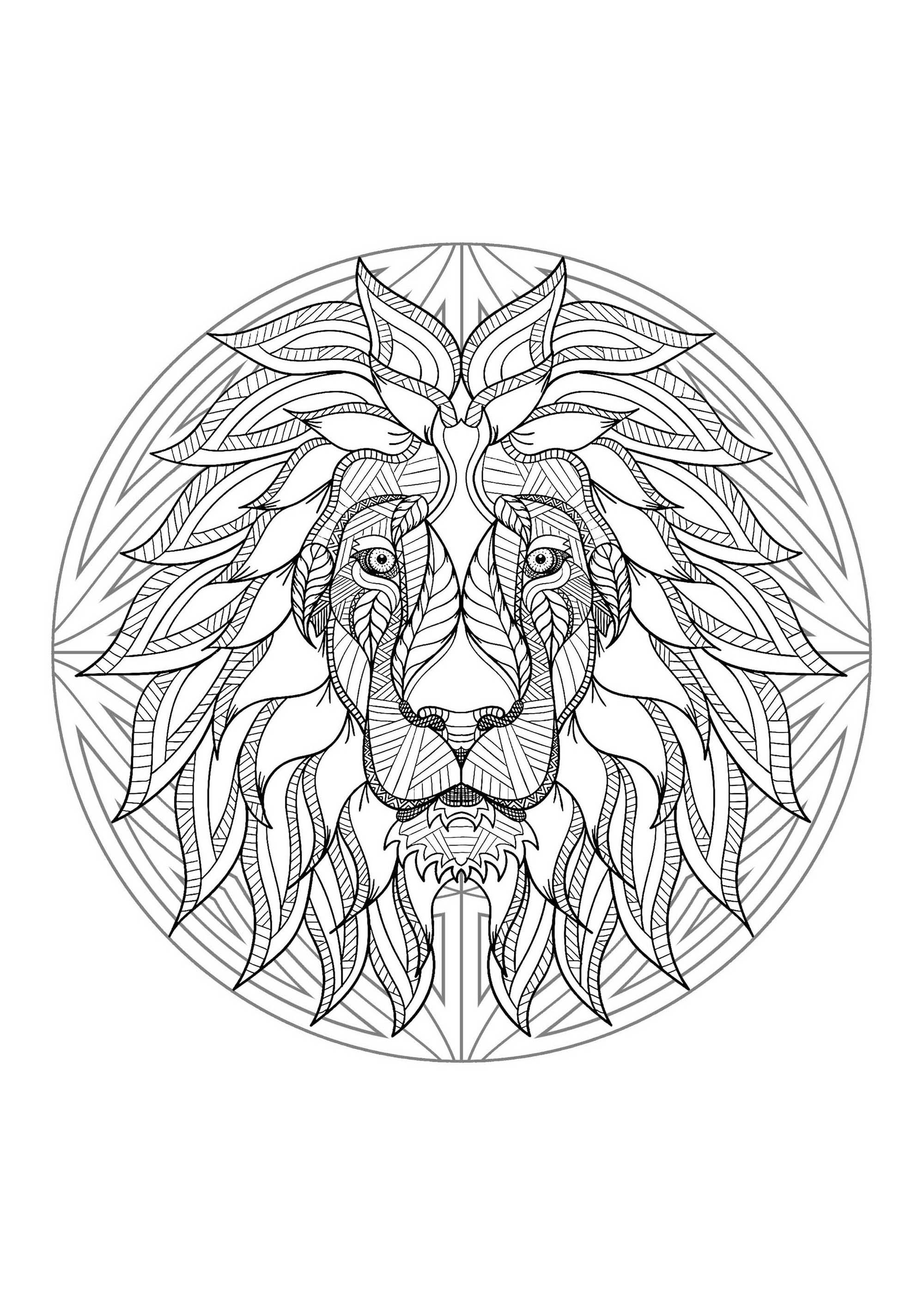 Download Complex Mandala coloring page with majestic Lion head 4 - Difficult Mandalas (for adults) - 100% ...