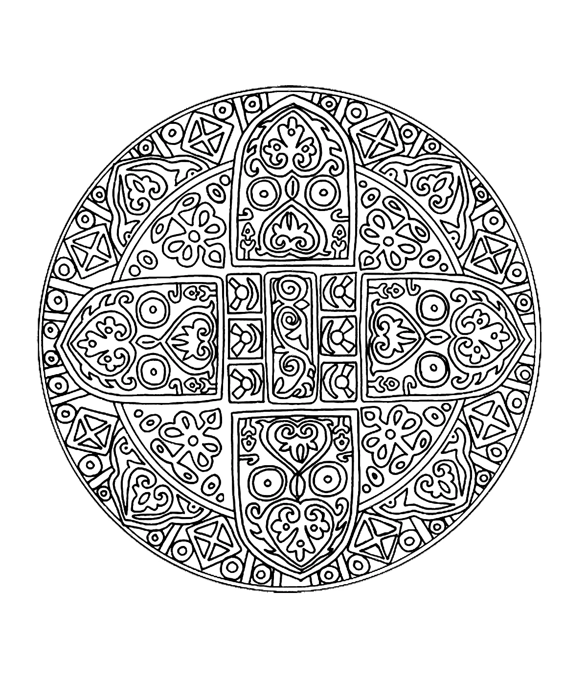 Mandala to color difficult - 1 (Difficult Mandalas (for adults))