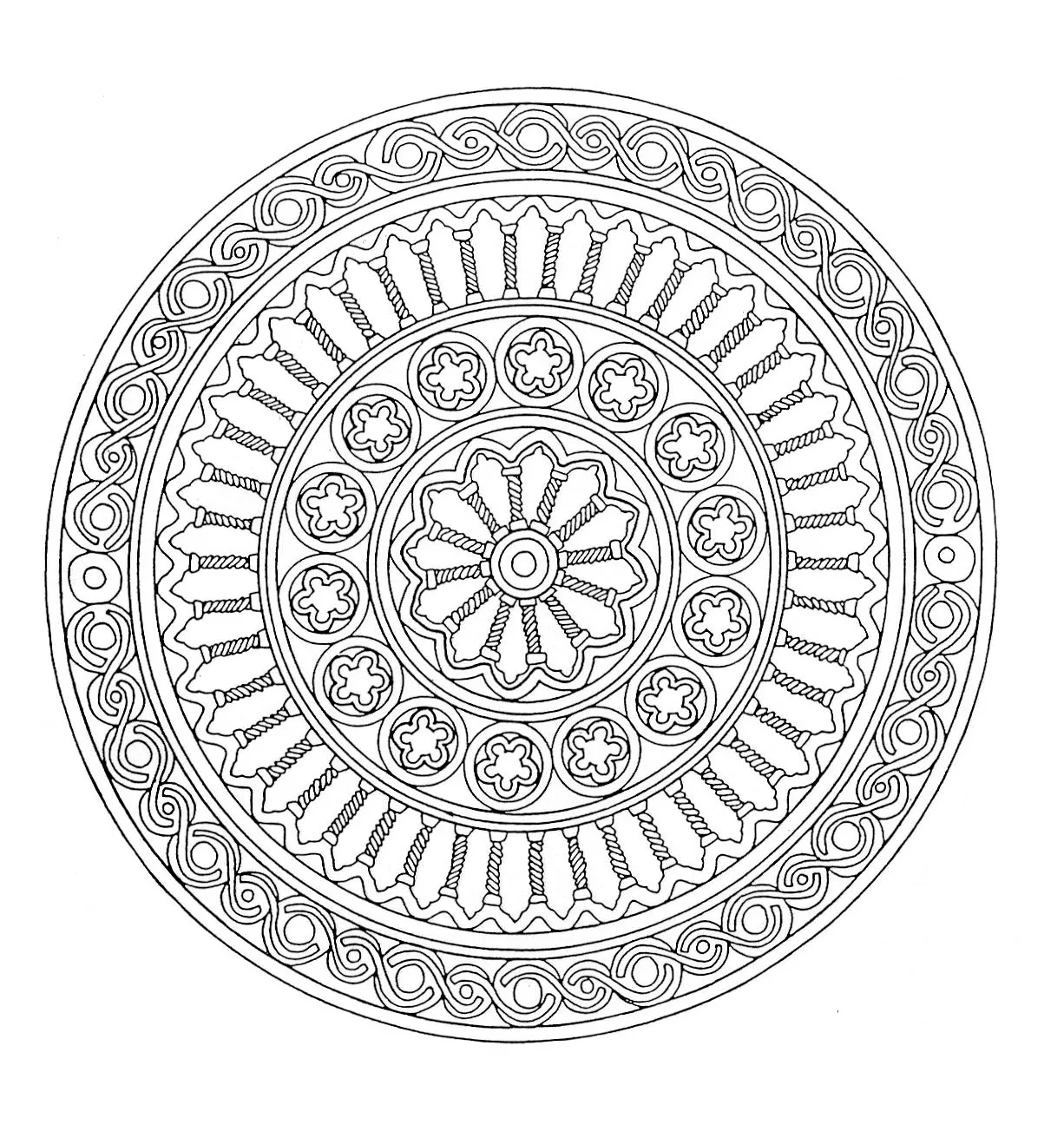 Mandala to color difficult - 12 (Difficult Mandalas (for adults))