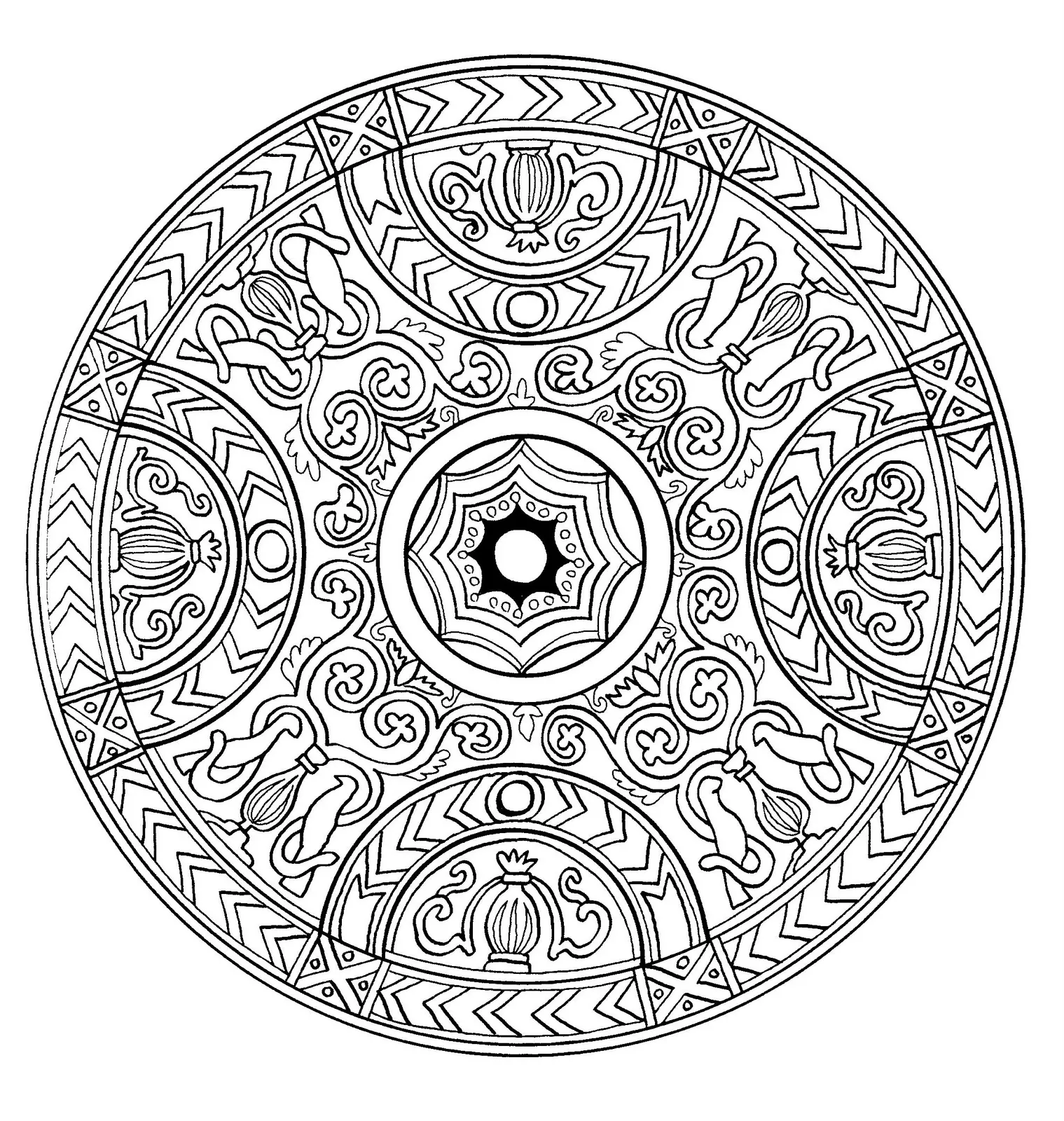 Mandala to color difficult - 20 (Difficult Mandalas (for adults))