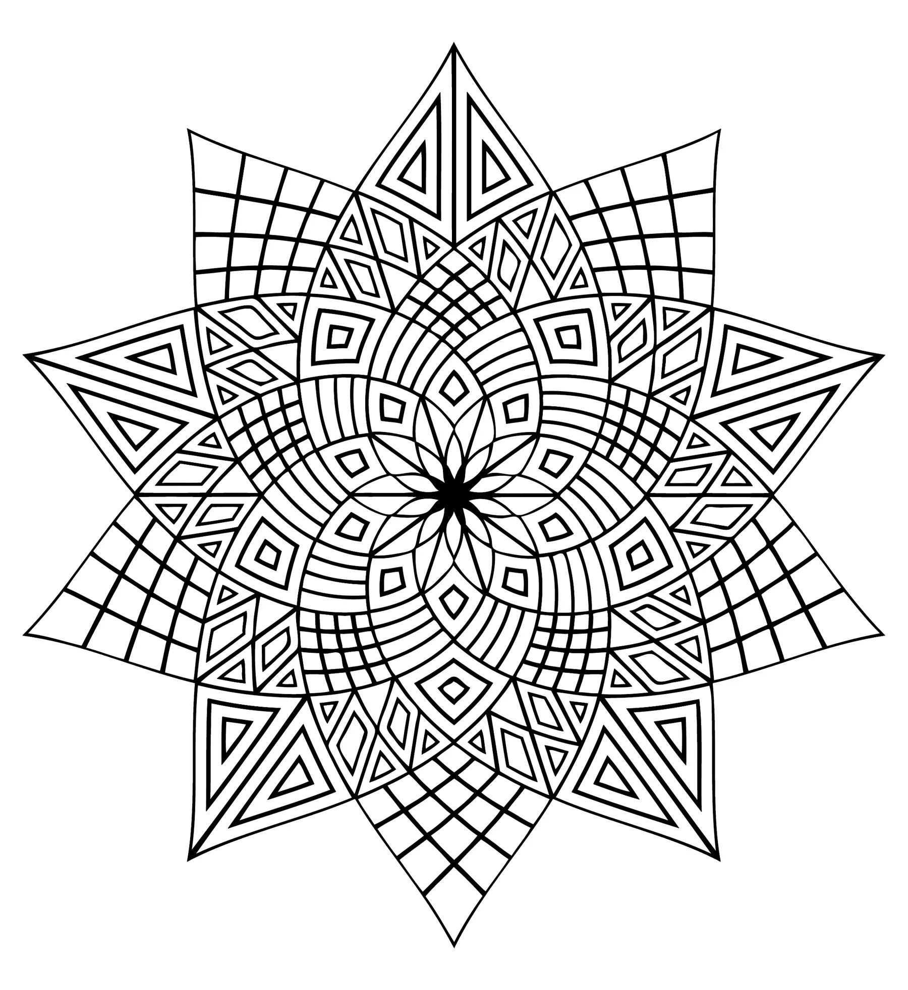 Mandala to color difficult - 23 (Difficult Mandalas (for adults))