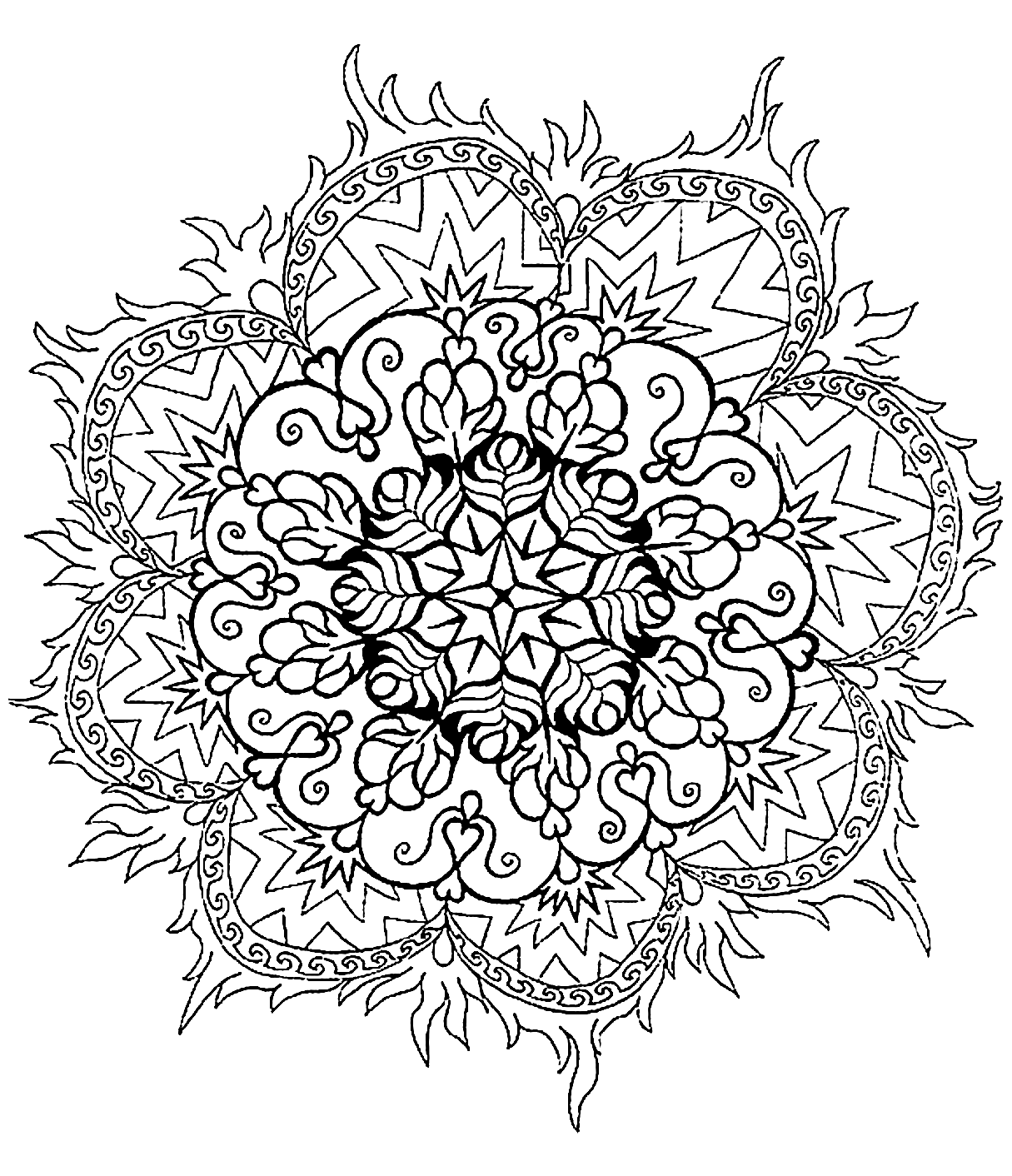 Mandala to color difficult - 4 (Difficult Mandalas (for adults))