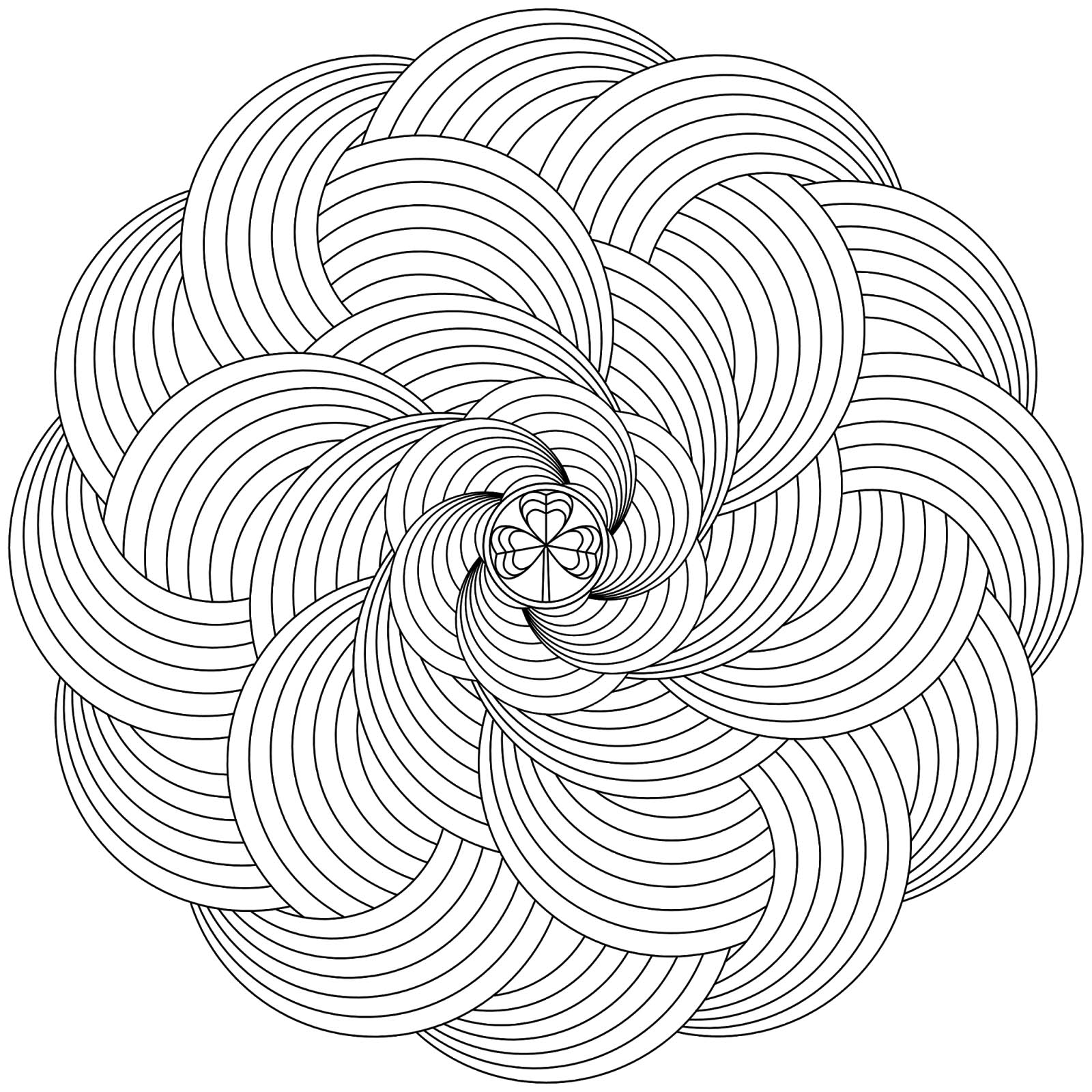 Adult coloring book spiral mandala black and white