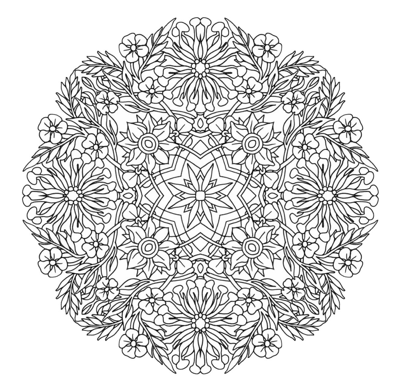 Prepare your pencils and pens to color this incredible Mandala coloring page with little details, and cute flowers. It can sometimes be even more relaxing when coloring and passively listening to music : don't hesitate to do it !