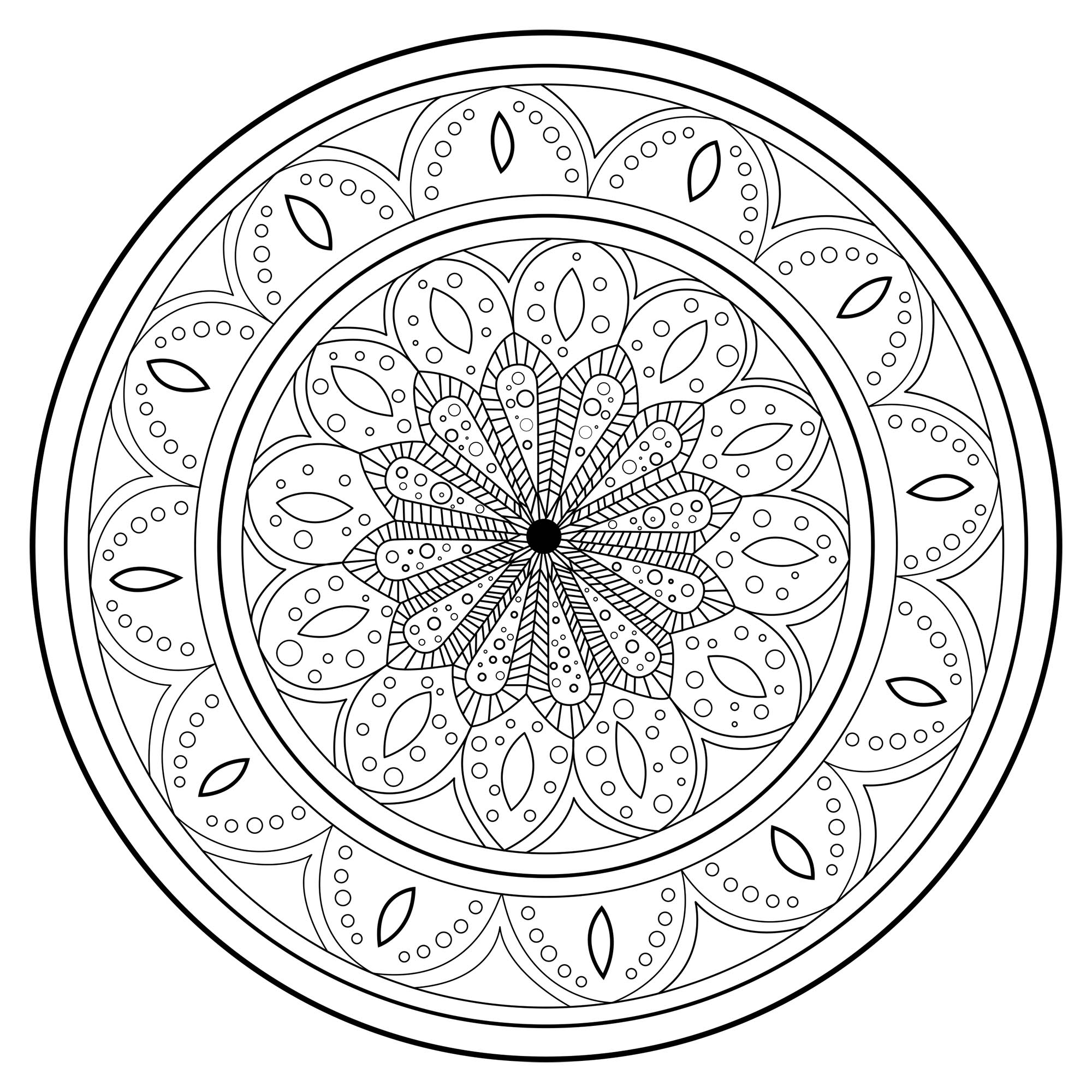 Many small patterns and little details for a Mandala coloring page of good quality. Still your mind : this step is essential to get the most out of coloring to reduce your stress