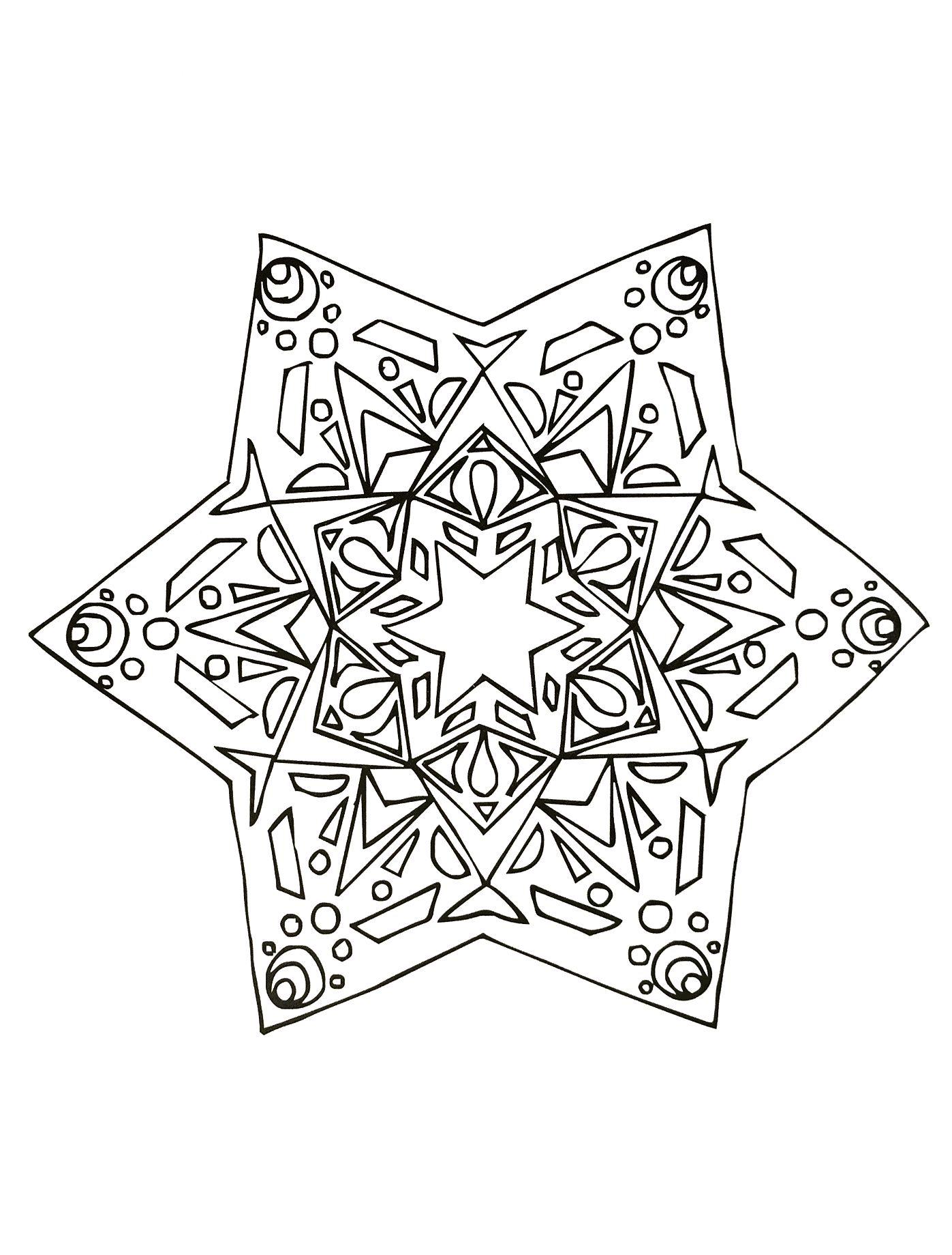 If you are ready to spend some minutes of relaxation, get ready to color this complex Mandala forming a cute star ... You can use many colors if you wish. You must clear your mind and allow yourself to forget all your worries and responsibilities.