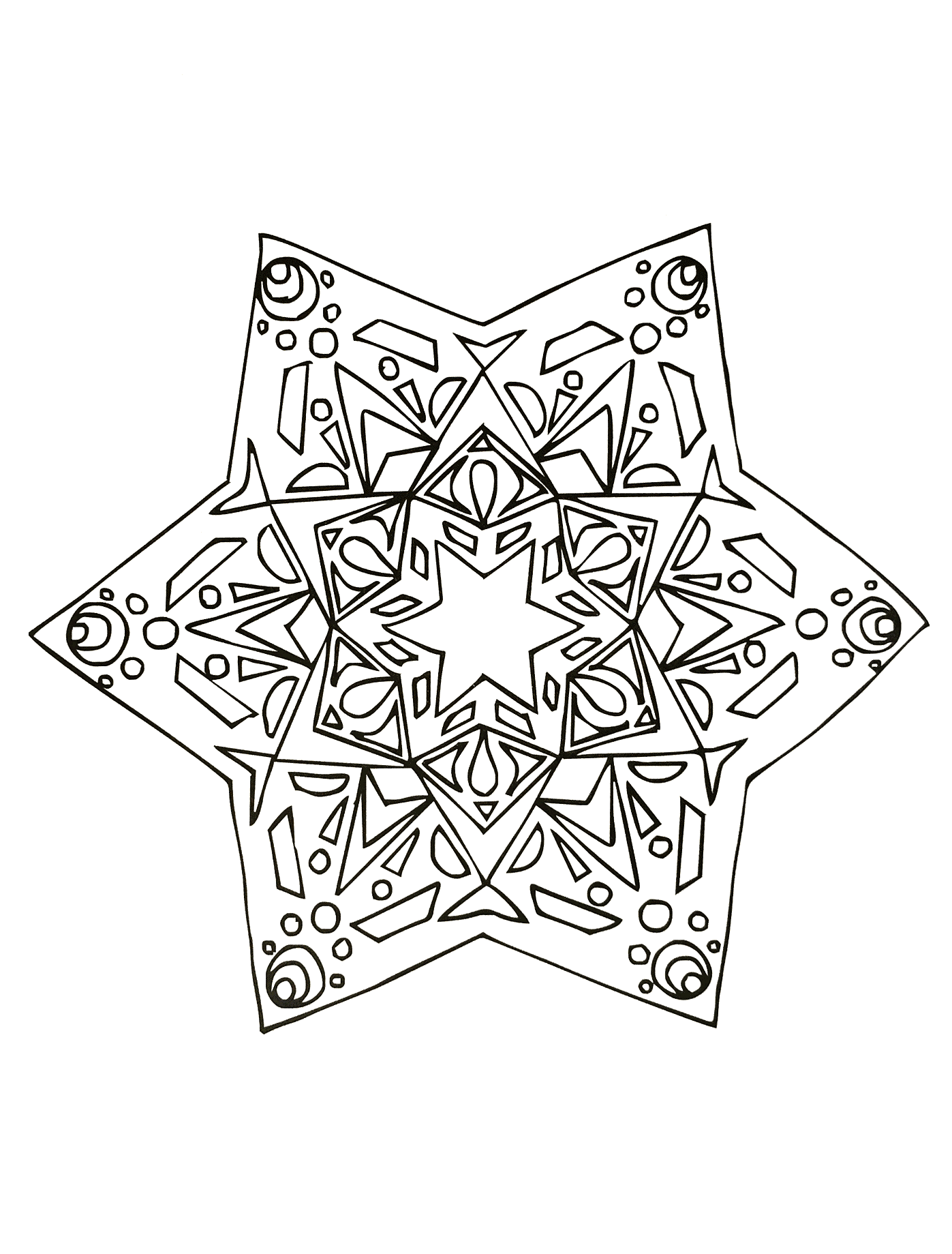 Star with branches (Difficult Mandalas (for adults))