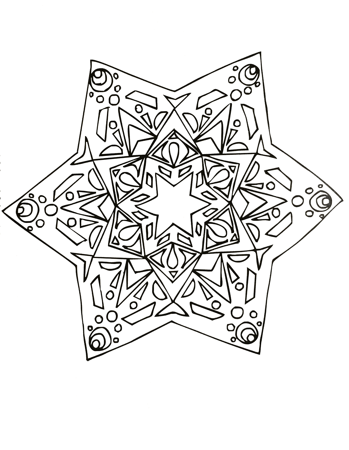 If you are ready to spend long minutes of relaxation, get ready to color this complex Mandala, looking like a big Star ... You can use many colors if you wish. You must clear your mind and allow yourself to forget all your worries and responsibilities.