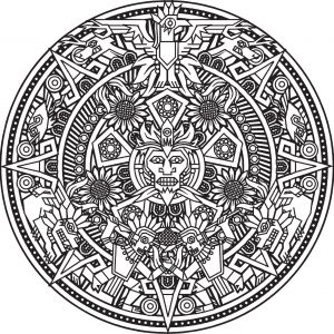 Inca or Maya God mandala to color by Bigredlynx