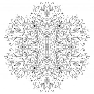 Smooth Flowers and vegetal patterns mandala to color by Epic22