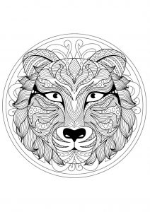 Complex Mandala coloring page with tiger   1