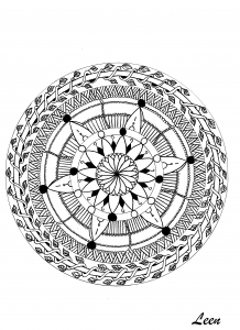 Mandala with flowers and leaves by Leen Margot