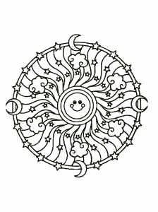 Sunny & positive Mandala coloring page