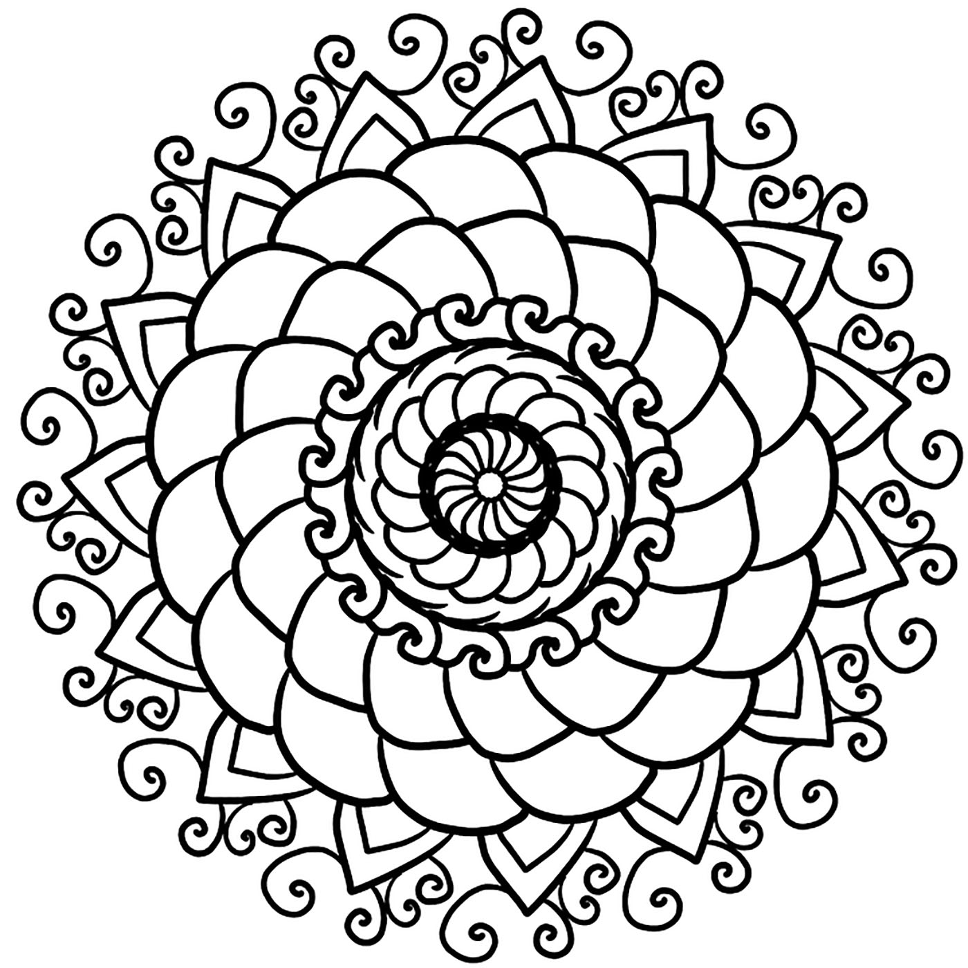 This Mandala has several levels and types of patterns, it is quite simple, but it will bring you peace and serenity.